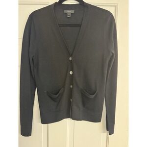 J. Crew Black Merino Wool V-Neck Button Front Cardigan Sz  Small Wardrobe Staple